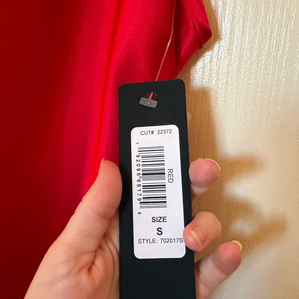 Bebe Red Satin Cowl Neck Dress - Picture 4 of 5